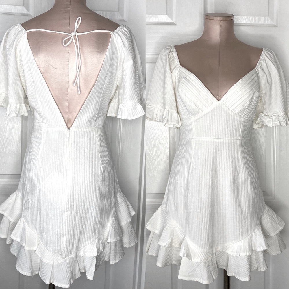 Angel Biba White Mini Ruffle Reform Dress Sz S